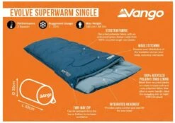 Vango Evolve Superwarm Slaapzak - Blauw -Camping Avontuur 1900 1783 evolve superwarm single 1