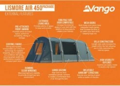 Vango Lismore Air 450 Opblaasbare Tunneltent - 4 Persoons - Groen -Camping Avontuur 1900 1783 lismore air 450 package 3