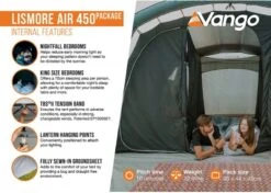 Vango Lismore Air 450 Opblaasbare Tunneltent - 4 Persoons - Groen -Camping Avontuur 1900 1783 lismore air 450 package 4