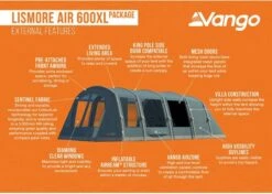 Vango Lismore Air 600XL Opblaasbare Tunneltent - 5 Persoons - Groen -Camping Avontuur 1900 1783 lismore air 600xl package 3