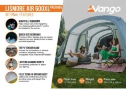 Vango Lismore Air 600XL Opblaasbare Tunneltent - 5 Persoons - Groen -Camping Avontuur 1900 1783 lismore air 600xl package 4