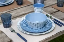 Bo-Camp Mix & Match Melamine Serviesset - 16-delig - Blauw -Camping Avontuur 900 1350 6181382 13