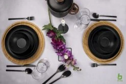 Bo-Camp Orville Melamine Serviesset - 16-delig - Zwart -Camping Avontuur 900 1350 6181450 07