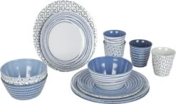 Bo-Camp Mix & Match Melamine Serviesset - 16-delig - Blauw