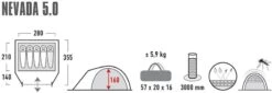High Peak Nevada 5.0 Koepeltent Met Luifel - 5 Persoons -Camping Avontuur 900 2483 4001690102094.pt01