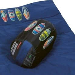 Polydaun Beach House Junior Kinderslaapzak - Surfbord -Camping Avontuur beach house surf detail